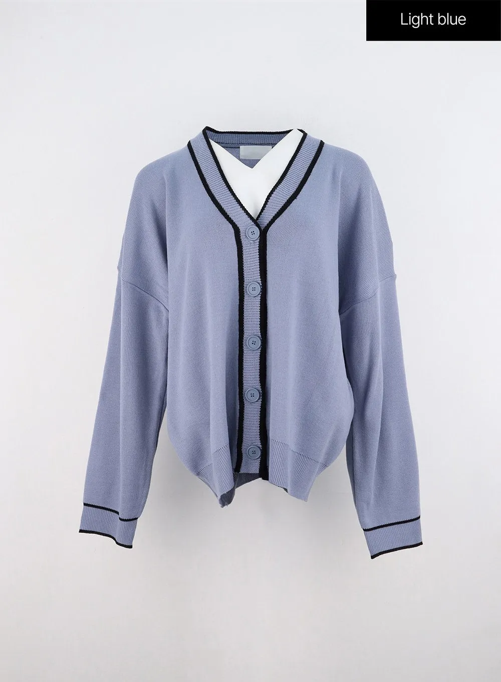 V-Neck Loose Fit Long Sleeve Cardigan OO323