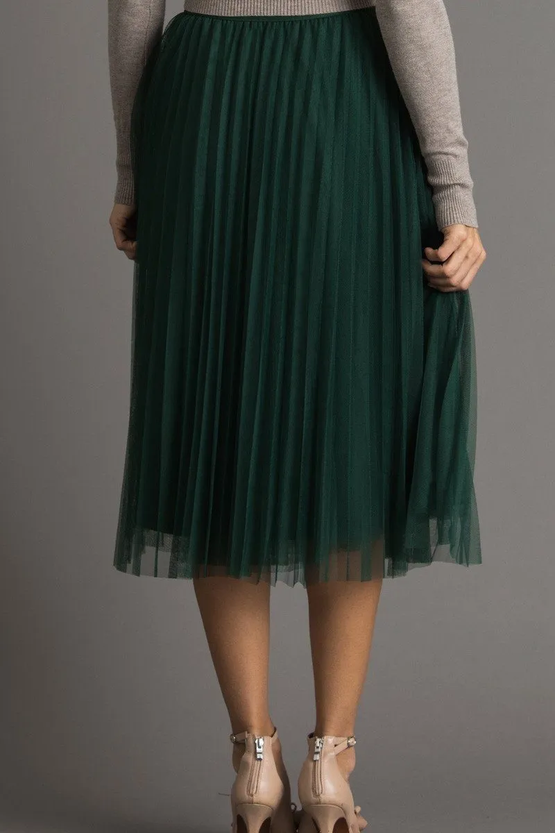 Vienna Pleated Tulle Midi Skirt