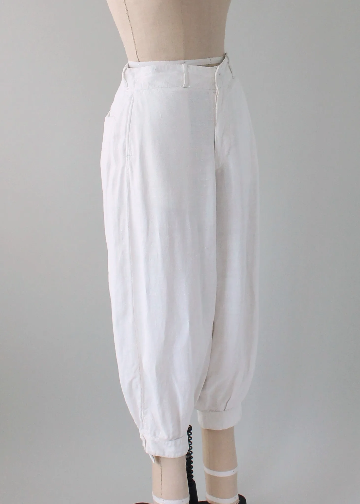 Vintage 1920s White Linen Plus Fours Breeches