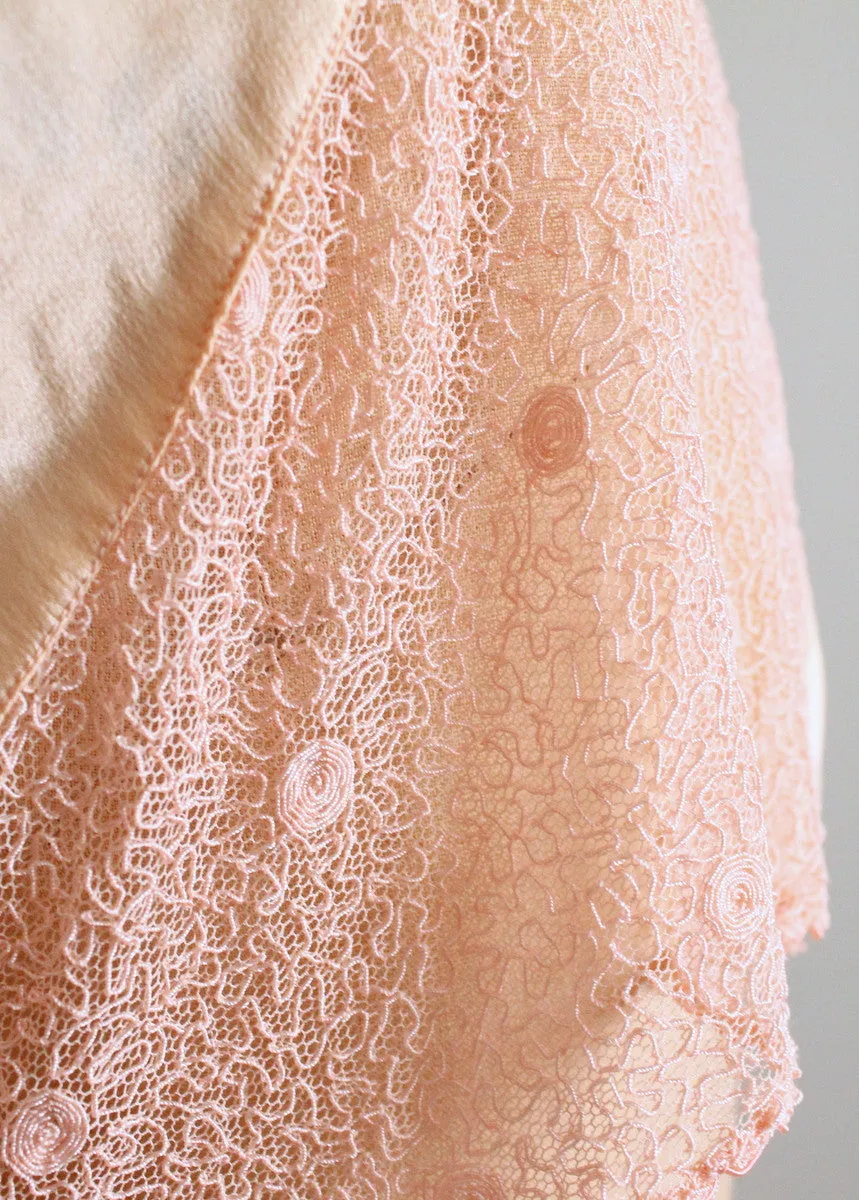 Vintage 1930s Peach Silk and Soutache Lace Panties