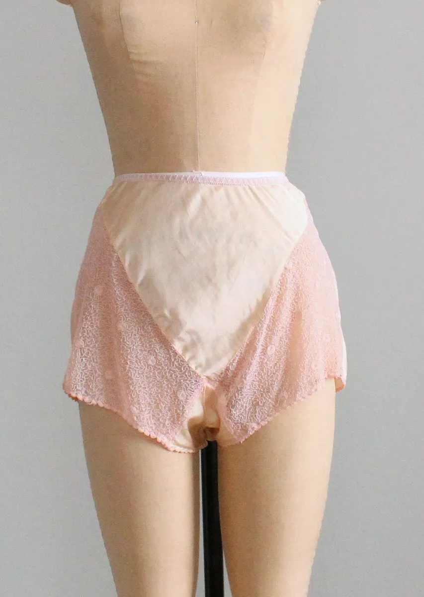 Vintage 1930s Peach Silk and Soutache Lace Panties