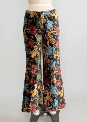 Vintage 1960s Floral Carpet Bell Bottom Pants