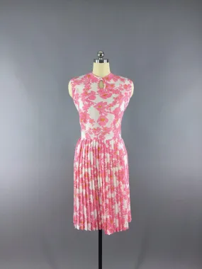 Vintage 1960s Pink Floral Print Sundress