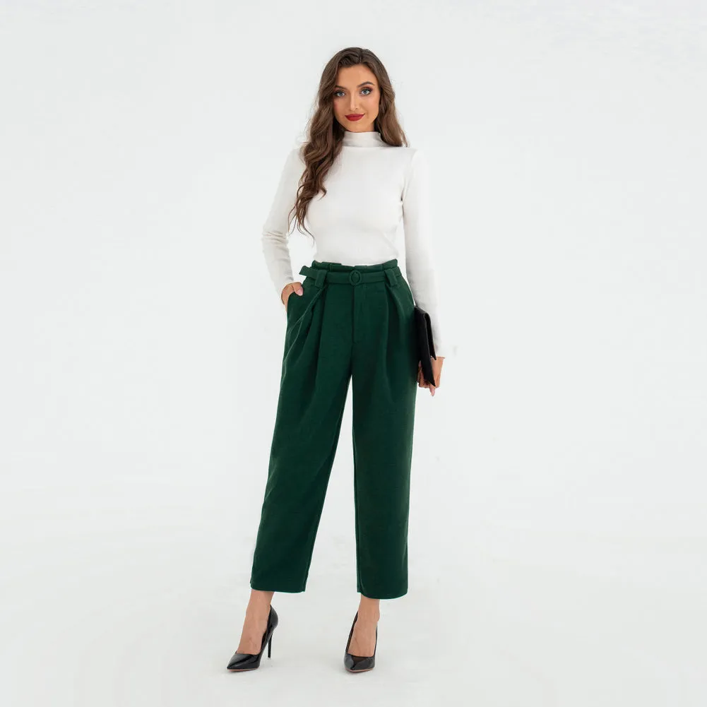 Vintage Cropped Pants Elastic Waist Slit Leg Openings Carpri Pants