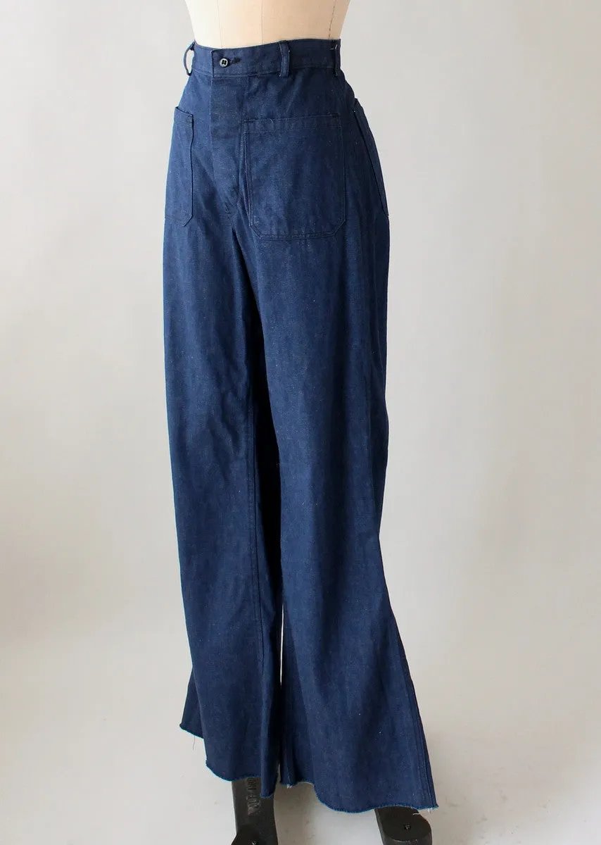 Vintage Late 1960s USN Denim Sailor Pants