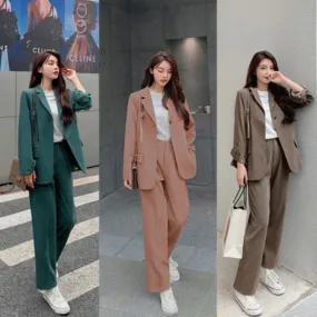 Wenkouban Graduation gift Spring Autumn Women's Blazer Suit Office Ladies Elegant Solid Pantsuit Female Casual Work Wear 2 Piece Set Clothes