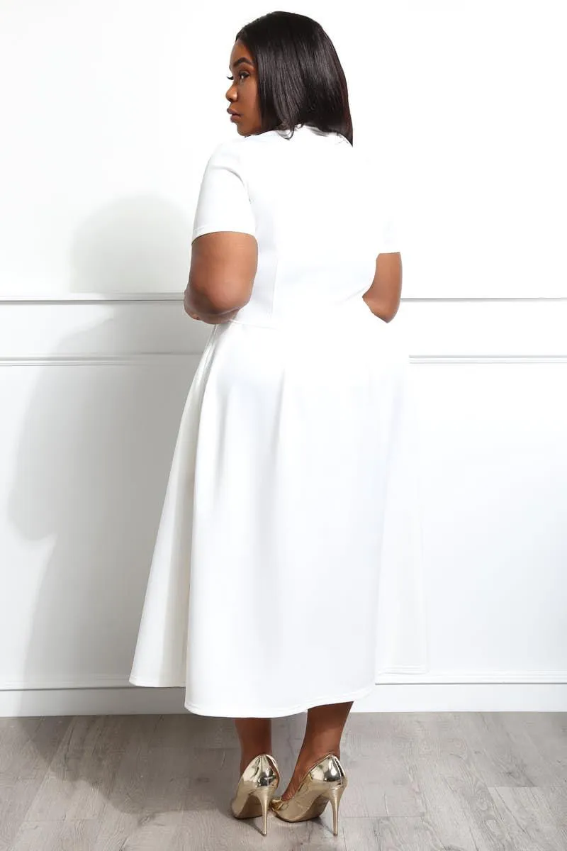 White Midi Dress with Side Pockets (4X-6X)