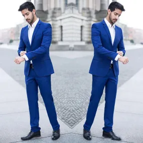 Wiaofellas - Latest Coat Pant Design Wedding Suits Royal Blue Man Business Jacket Skinny Groom Tuxedo 2Piece Slim Fit Terno Masculino Costum