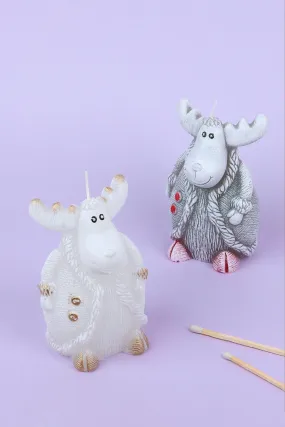 Winter Wonderland Reindeer Candle in Overcoat