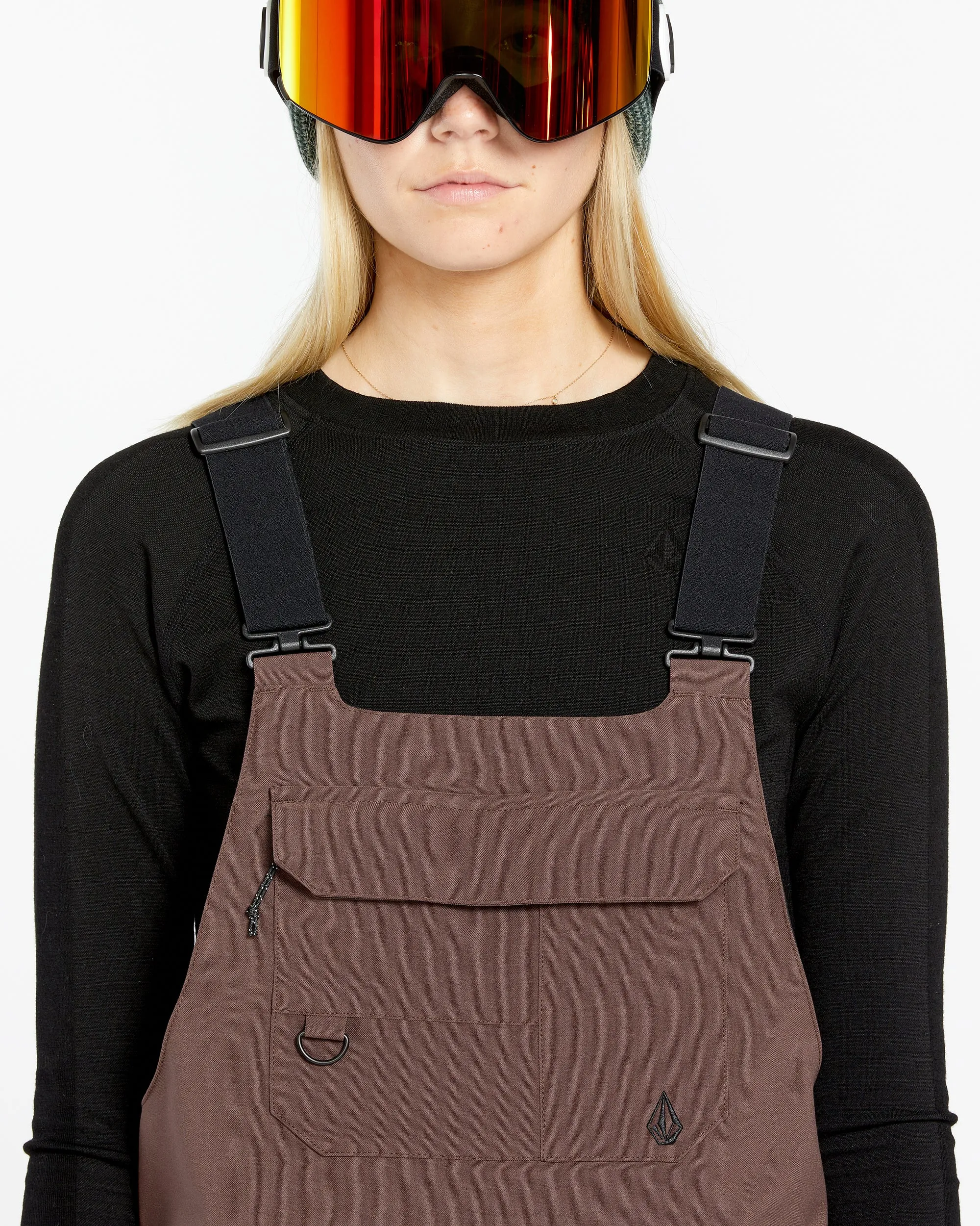 Womens Creston 3D Stretch Bib Overalls - Mahogany