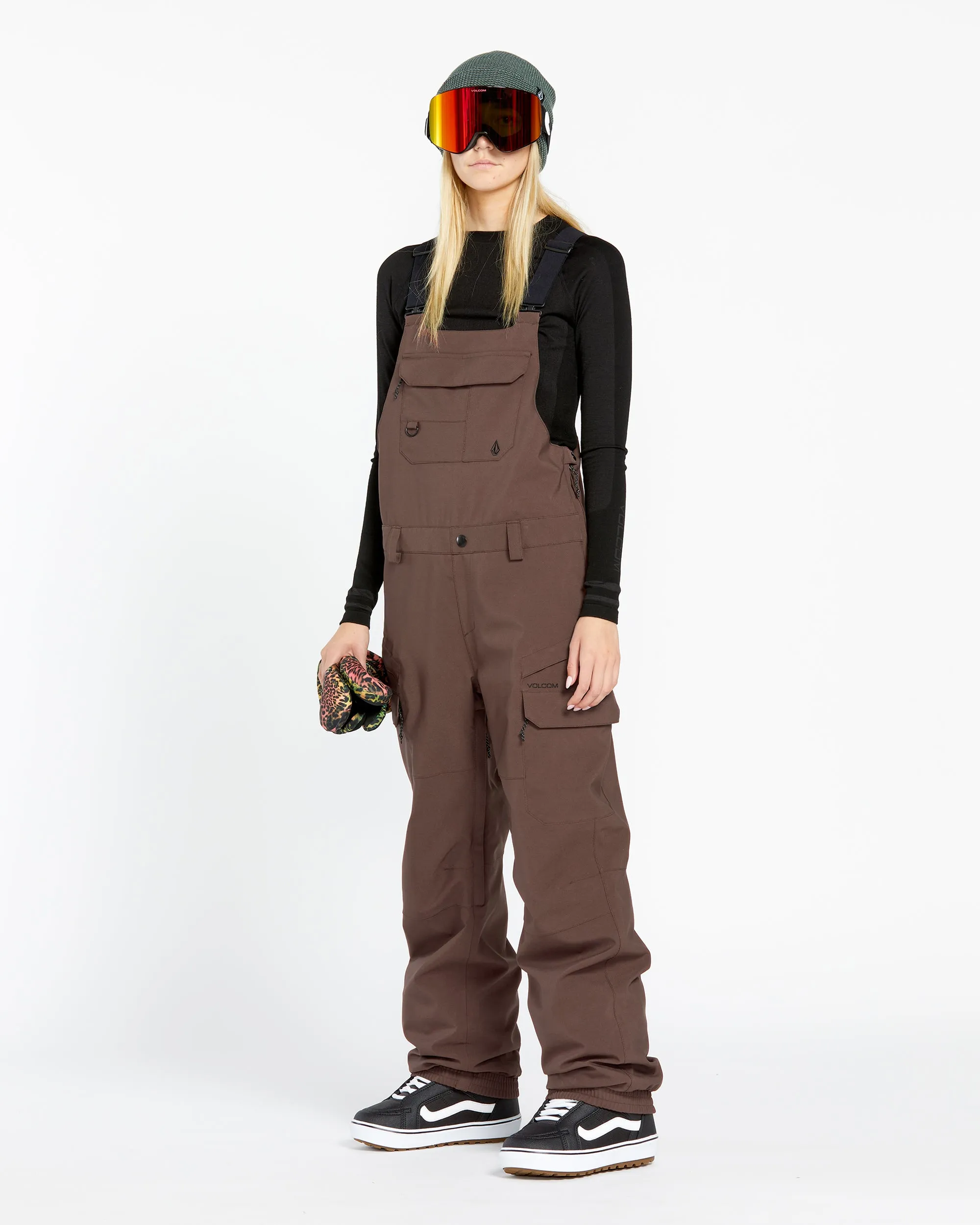 Womens Creston 3D Stretch Bib Overalls - Mahogany