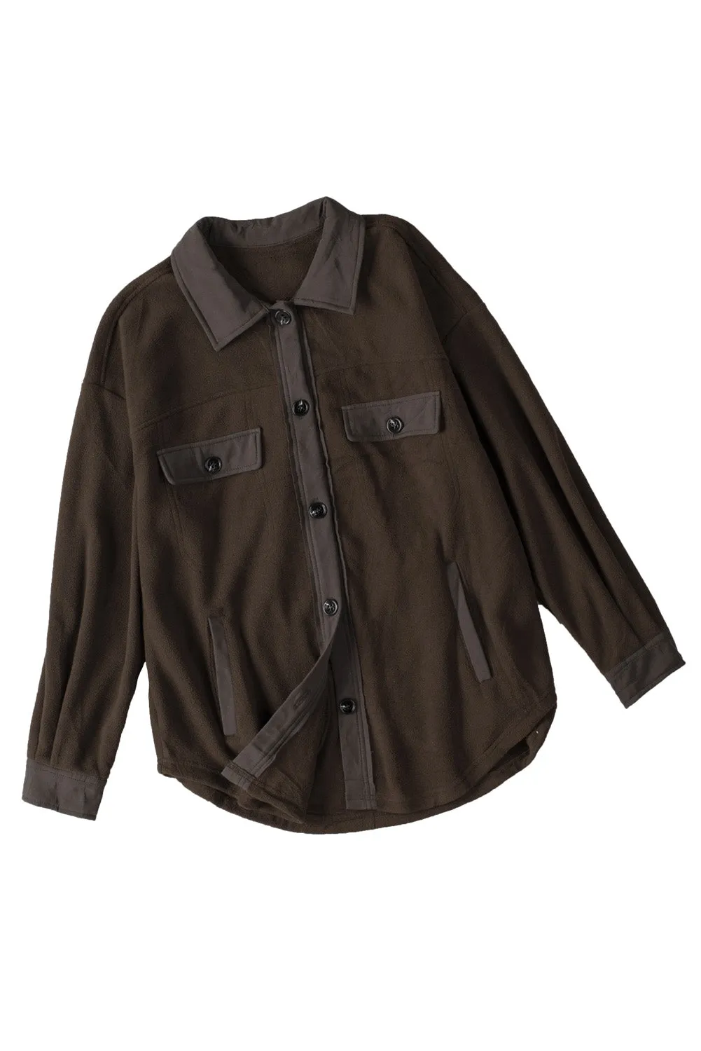 Womens Long Sleeve Buttoned Shirt Jacket