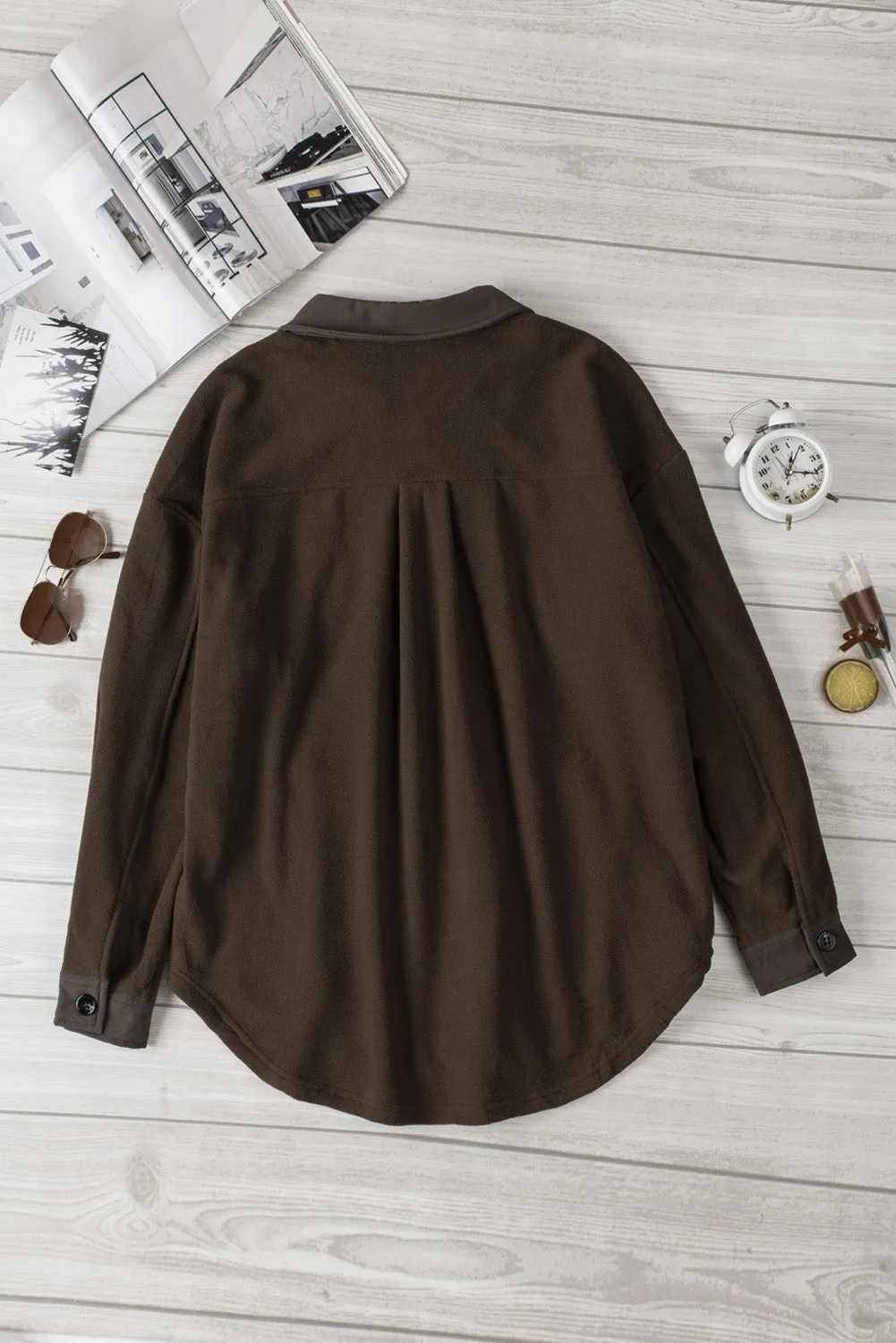 Womens Long Sleeve Buttoned Shirt Jacket