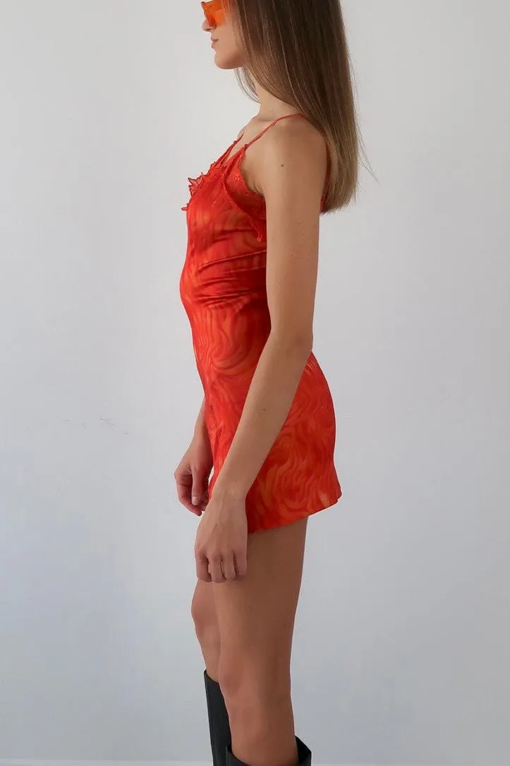 Y2K flame mini dress